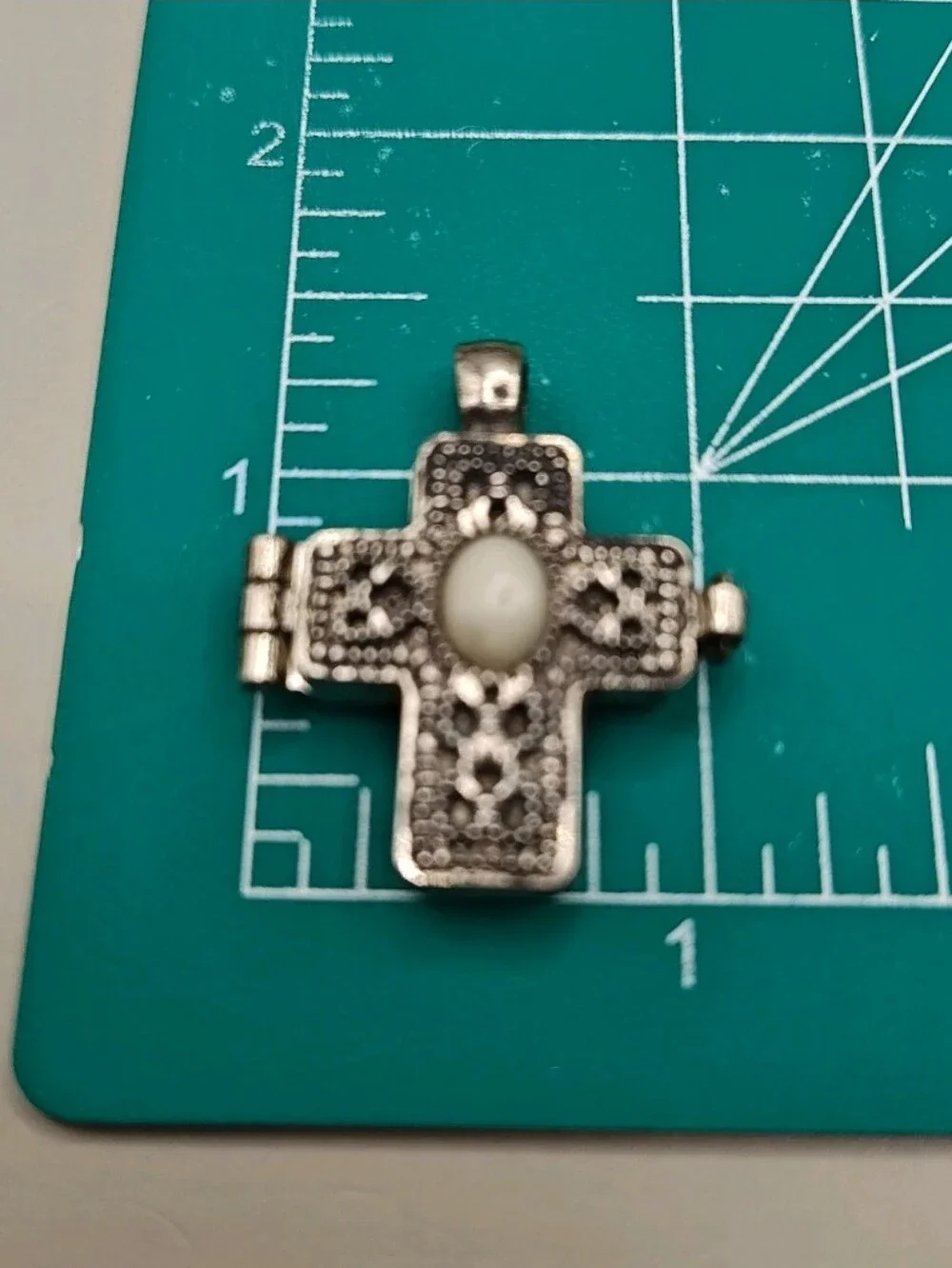 Vintage Cross Locket Amethyst Sterling Cross Pendant Rhinestone Cross Brooch LC